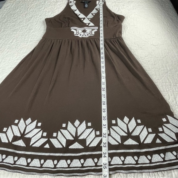 š5/$25 Inc International Concept Brown Embroidered Tribal Detail Dress Size M - Picture 12 of 12
